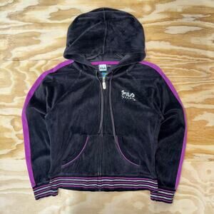 Vintage y2k fila sport femme 2000s velour zip up hoodie